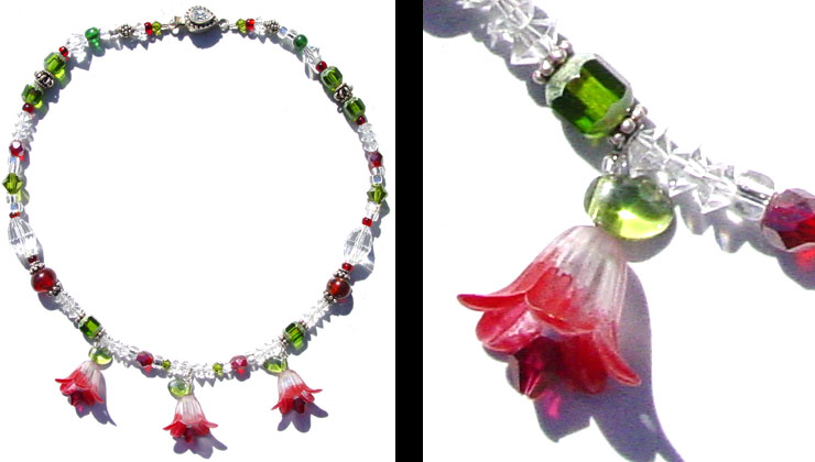Vintage Glass Flowers, Chech Glass, Swarovski Crystal & Bali Silver Beads