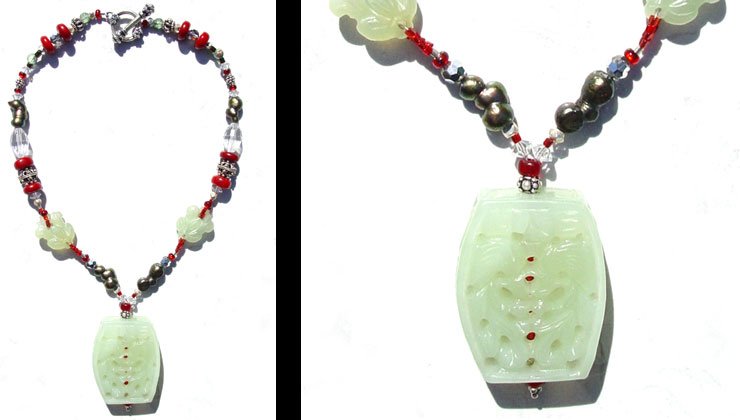 Jade, Coral, Pearls, Swarovski Crystal, Chech Glass & Bali Silver Beads