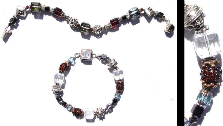 Swarovski Crystal, Chech Glass, Copper & Bali Silver Beads